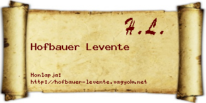 Hofbauer Levente névjegykártya